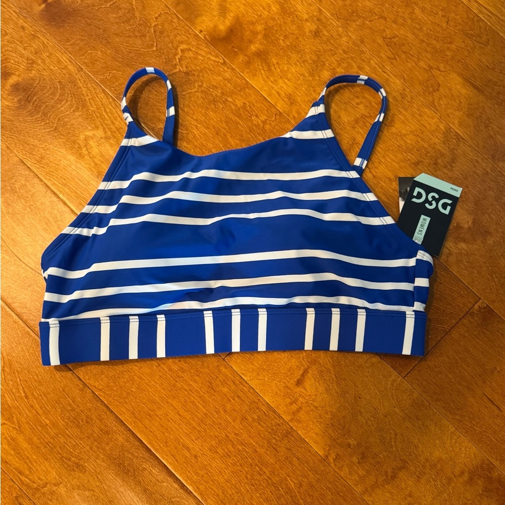 DSG Bikini Top Dicks Sporting Goods NWT Royal blue white stripe